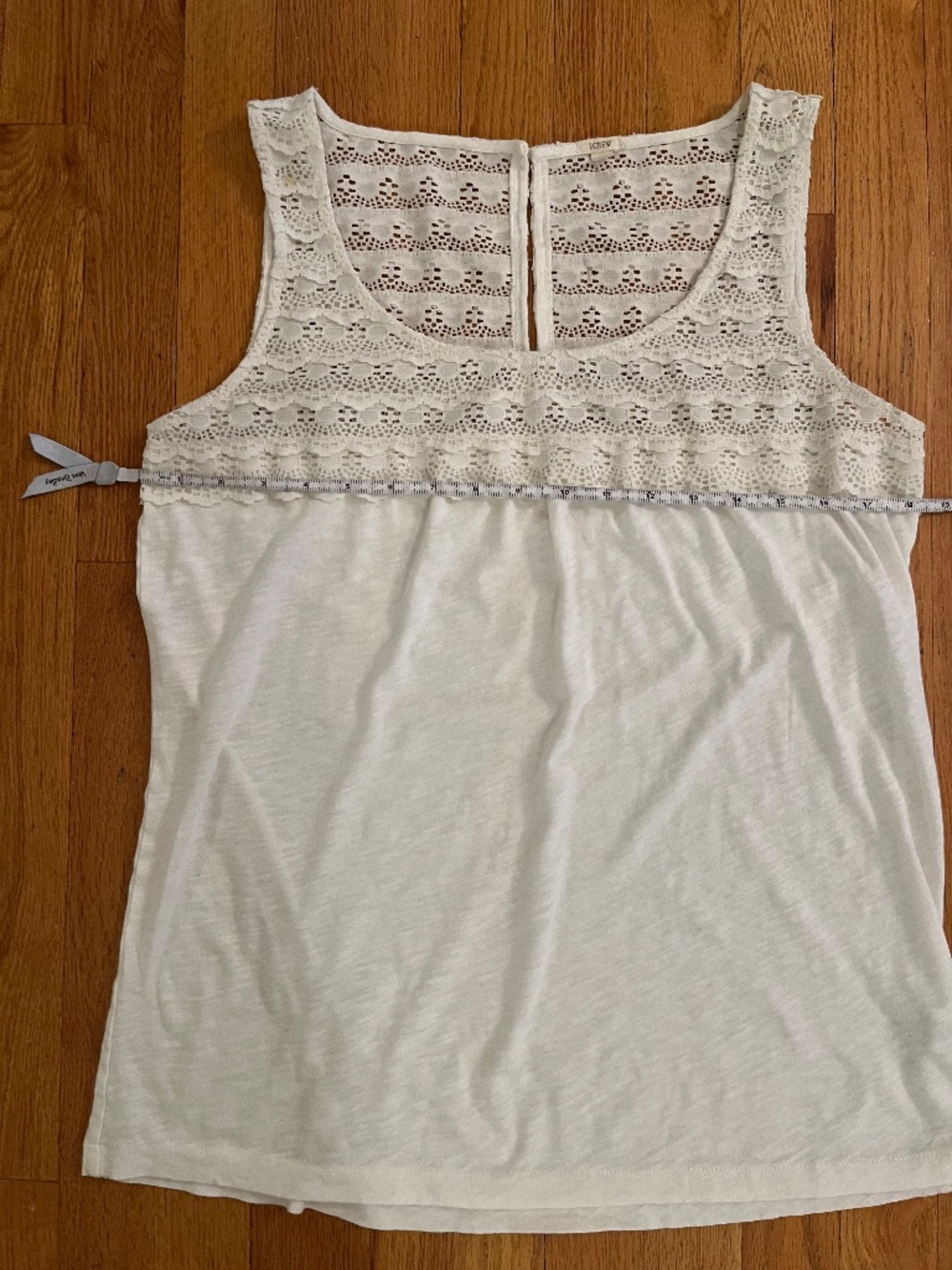 J.Crew Cream Sleeveless Crochet Lace Trim Tank Top - M - FLAW - Picture 6 of 6